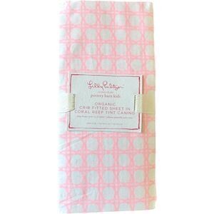 Pottery Barn Kids Lilly Pulitzer Coral Reef Tint Caning Fitted Crib Sheet NEW